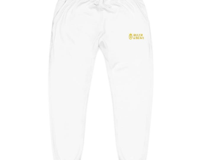 Ruler & Brave Embroidery Sweatpants | Small Yellow Sun Emoji Embroidered Joggers