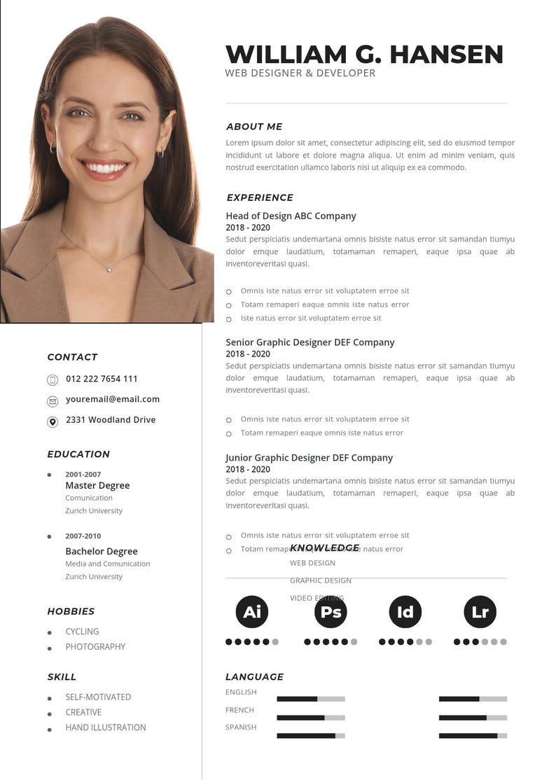 Modern Canva Resume Template | Editable Professional CV | Instant ...
