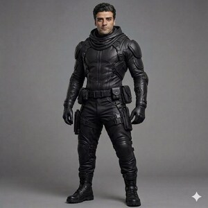 tactical leather suit, mens leather armor, cyberpunk bodysuit, sci fi cosplay costume, motorcycle leather set, futuristic combat gear, dystopian warrior outfit, leather biker uniform, urban ninja clothing, commission custom cosplay, halloween costume men, movie replica outfit, dark navy leather set, high quality leather, heavy duty gear, comic con armor, leather cargo pants, combat chest rig, handmade leather armor, premium tactical gear, custom sizing apparel