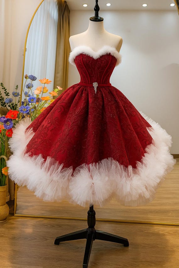 off the shoulder mrs claus dress Michellecmm Women's Christmas Santa Dress Deluxe Mrs. Claus Costume Off  Shoulder Long Sleeve Bodycon Mini Dress