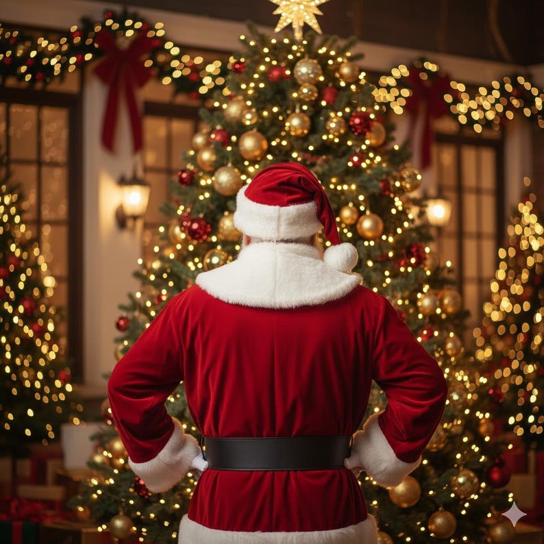 Festive Santa Suit Cap Set, Premium Red Velvet Christmas Costume With ...