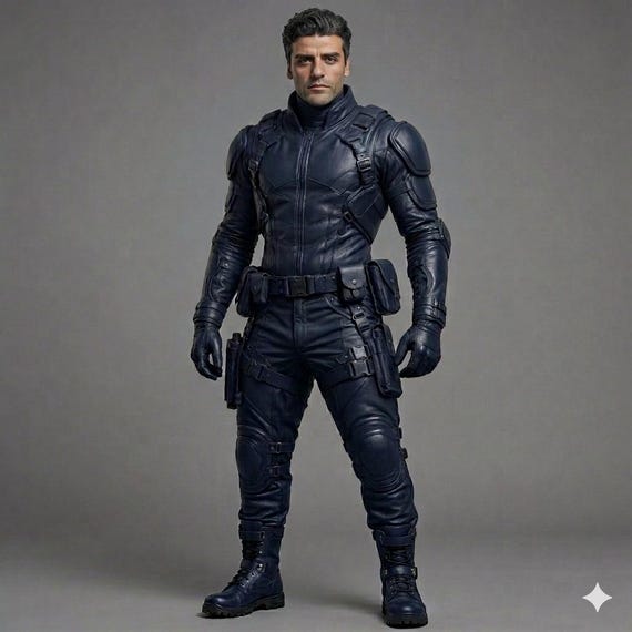 Tactical Leather Suit Men, Sci Fi Cosplay Costume, Futuristic Combat Armor, Cyberpunk Biker Uniform, Navy Blue Leather Set, Custom Made Gear