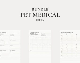 Registro médico de mascotas, registro médico semanal, descarga instantánea