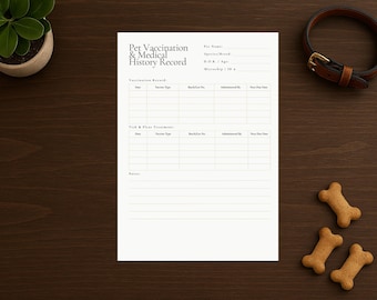 Pet Vaccination & Medical History Record – Printable PNG