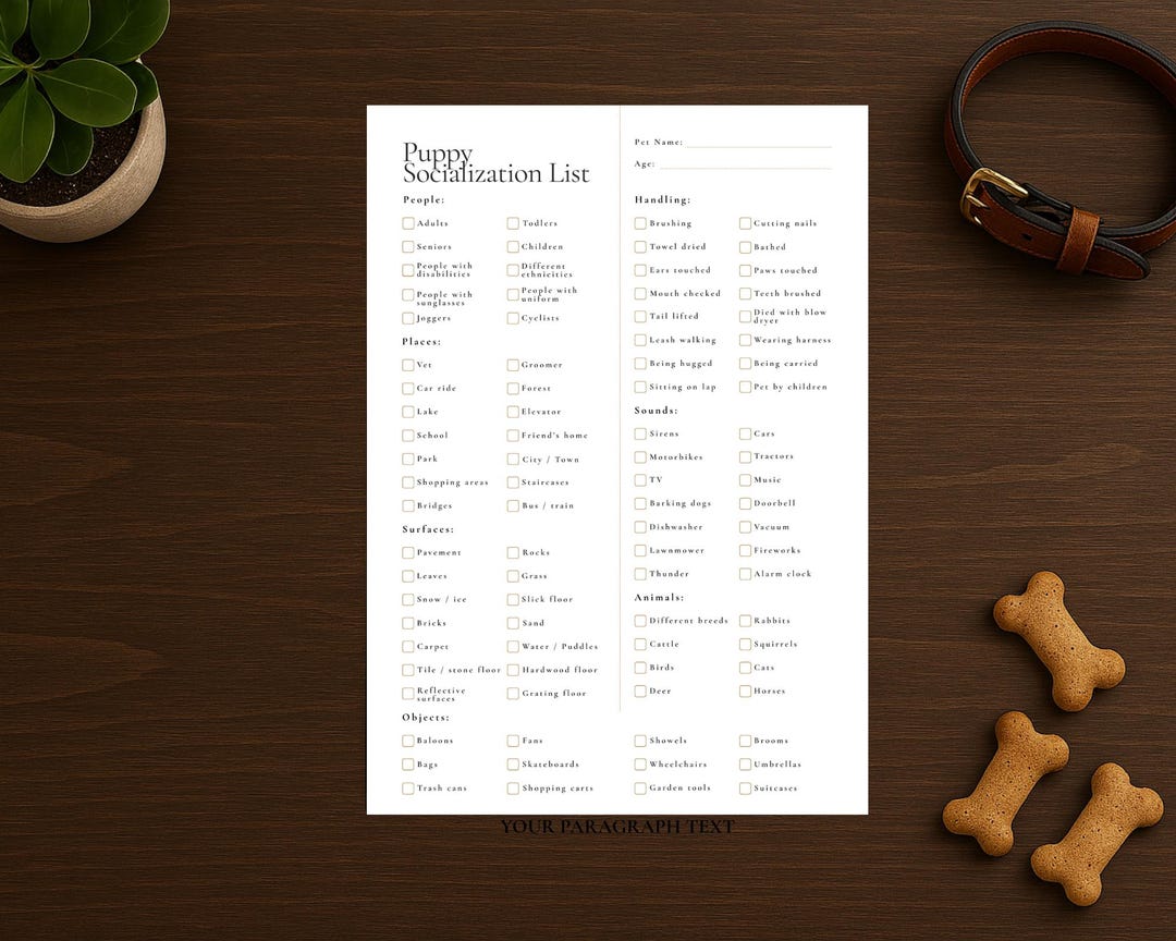 Puppy Socialization Checklist Printable | New Puppy Training Planner ...