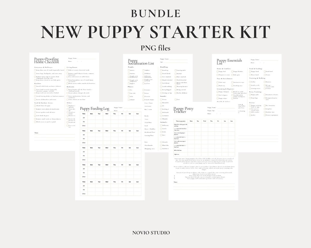 New Puppy Starter Kit Printable | Puppy Checklist Bundle | Feeding ...
