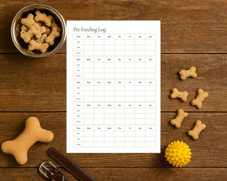 Pet Food Log Printable | Monthly Pet Care Tracker | Dog & Cat Feeding ...