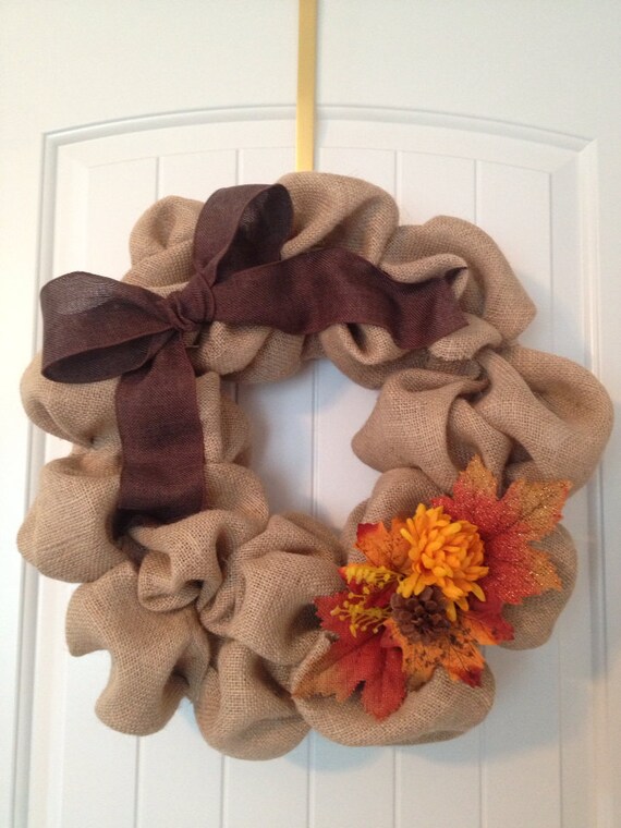Items similar to Fall Flowers Burlap Wreath on Etsy