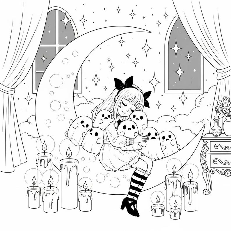 Pastel Goth – 60 Creepy Cute Coloring Pages of Kawaii Goth Girls ...