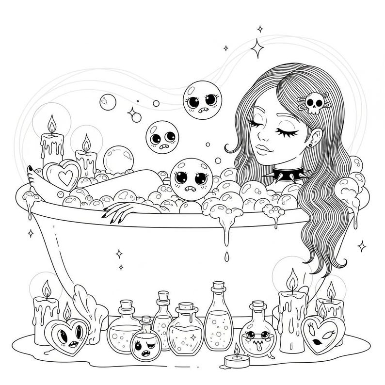 Pastel Goth – 60 Creepy Cute Coloring Pages of Kawaii Goth Girls ...