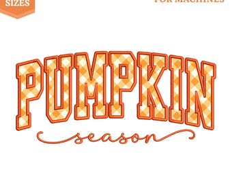 Archivo de bordado a máquina con apliques de calabaza para la temporada de Halloween (descarga instantánea)