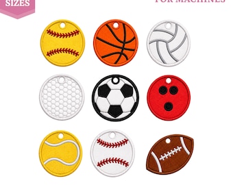 Broderifil med applikationsetikett för sportboll, baseboll basket fotboll tennis (digital nedladdning)