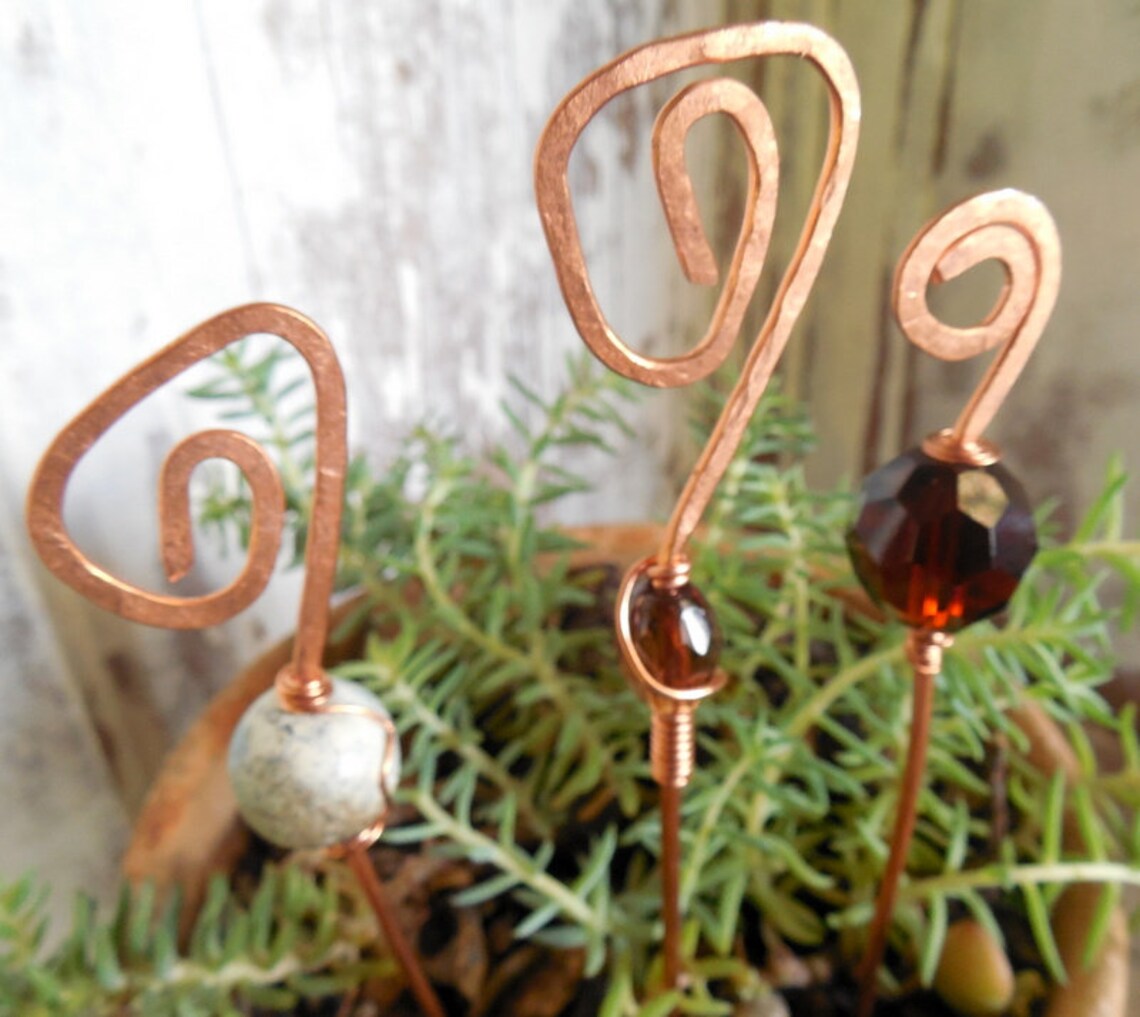 Accents Stakes Copper Accent Stakes Gardening Accents Etsy