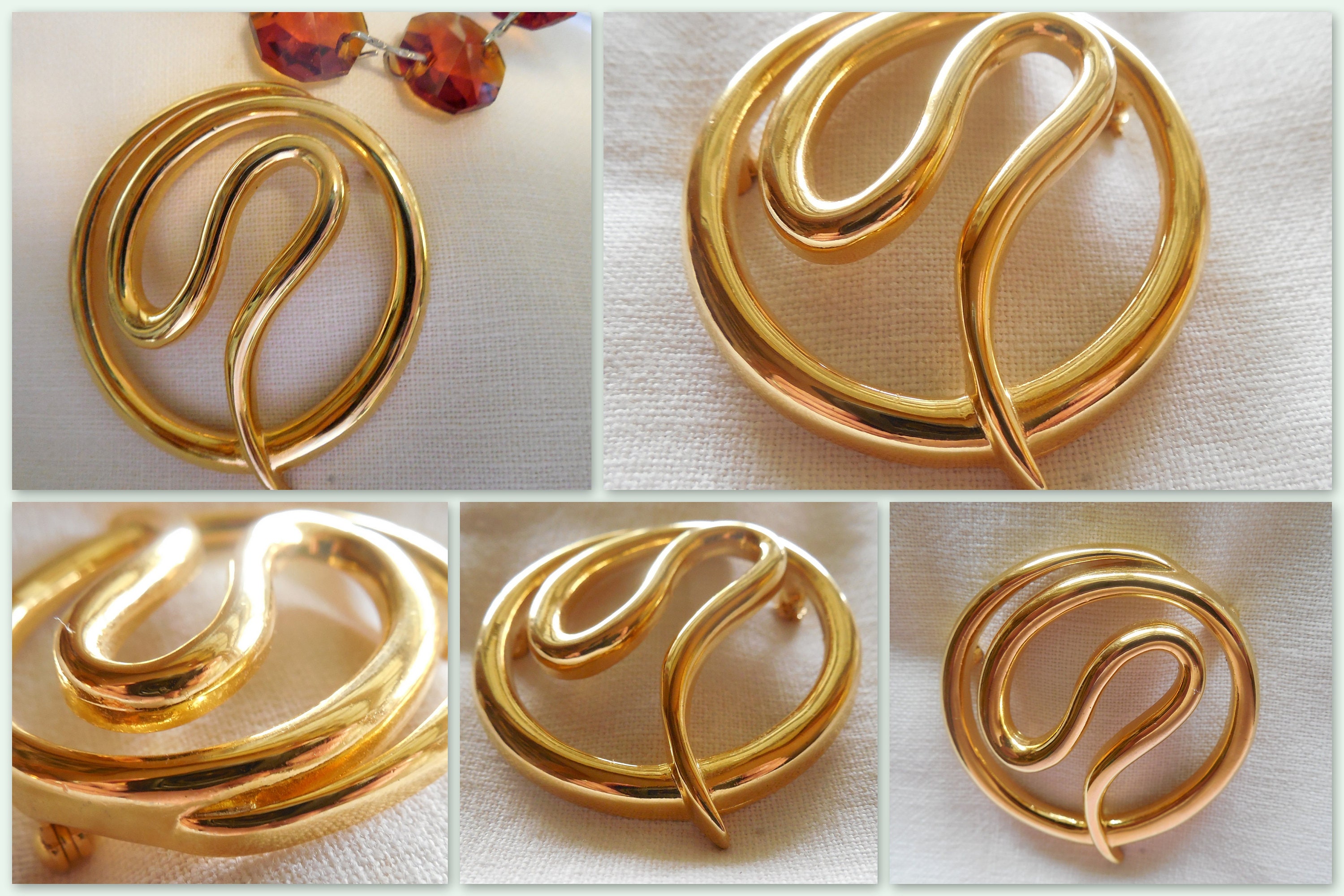 Vintage ®M Jent. Gold Tone Circle Brooch Costume Jewelry by Etsy