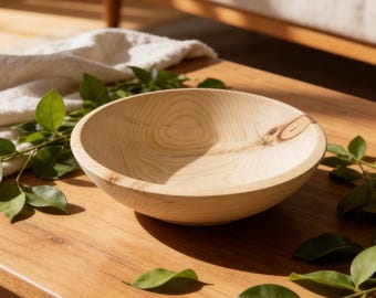 Hand-turned Swiss pine bowl – Ø 19.5 cm | Solid Swiss pine | Natural wood bowl | Unique piece, gift