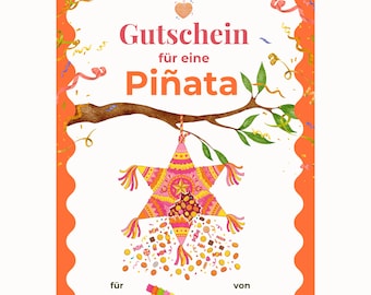 Gutschein Piñata Vorlage zum Ausdrucken, Geschenkgutschein Kinder & Partyspiel, Fertige Pinata nach Wunsch oder gemeinsam basteln PDF A4 A5