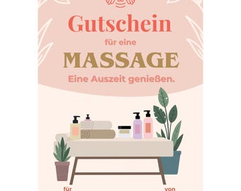 Massage Gutschein Vorlage • Geschenk zum Ausdrucken Entspannung pur • Wellness Massage Gutschein • Massagegutschein digital PDF A4 & A5