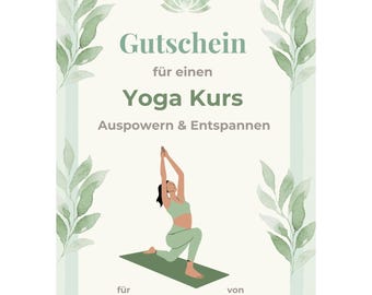 Gutschein Yoga Kurs Vorlage zum Ausdrucken, Yogagutschein, Yoga Stunde Geschenk, Kurskarte Yoga, Geschenk Freundin, Geschenk Yogi PDF A4 A5