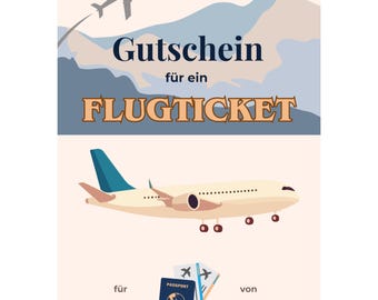 Gutschein Flugticket Vorlage zum Ausdrucken, Fluggutschein, Boarding Pass Geschenk, Flugreise Überraschung, Reisegutschein Flug PDF A4 A5