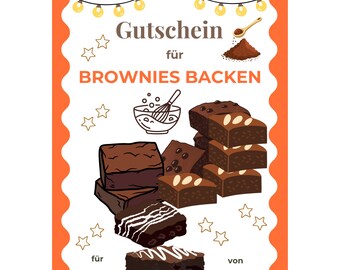 Gutschein für Brownies backen Vorlage zum Ausdrucken, Backen Geschenkkarte, Gemeinsame Zeit schenken, Geschenk Backnachmittag PDF A4 A5