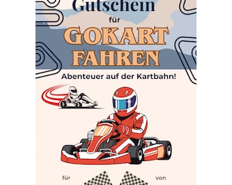 Gutschein Gokart fahren Vorlage zum Ausdrucken, Go Kart Fahren Geschenkkarte, Kartbahn Gutschein, Go-Kart fahren Geschenk, PDF A4 A5