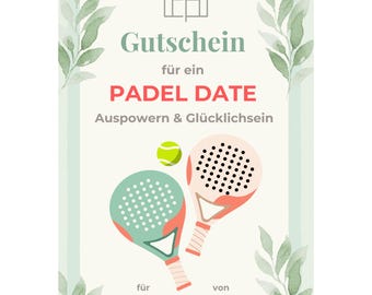 Gutschein Padel Date Vorlage zum Ausdrucken, Padel Tennis Geschenk, Date Night Idee, Padel spielen gehen, Sport Gutschein PDF A4 A5