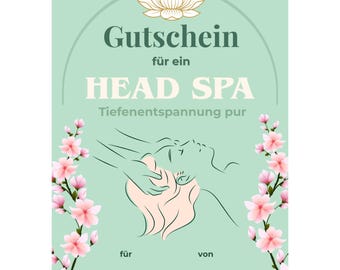 Head Spa Gutschein zum Ausdrucken – Japanese Head Spa Gutschein Vorlage – Haarpflege & Kopfmassage - Trend Wellness Geschenk – A4 A5 PDF