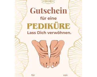 Gutschein Pediküre Vorlage zum Ausdrucken, Fußpflege, Beauty Wellness Geschenk, Kosmetik Geschenkidee Frauen, Auszeit für die Füße PDF A4 A5