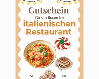 Gutschein italienisches Restaurant Vorlage zum Ausdrucken, Gutschein essen gehen, Gutschein Italiener, Geldgeschenk Trattoria PDF A4 A5