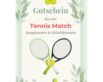 Gutschein Tennis Match Vorlage zum Ausdrucken, Tennis Spiel, Geschenk Platzmiete, Sportgutschein Partner & Freunde, Tennisclub PDF A4 A5