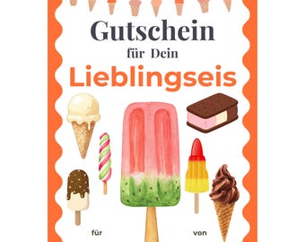 Gutschein Eis essen gehen Vorlage zum Ausdrucken, Lieblingseis, Geschenk Eisdiele, Gutschein Eismann, Kiosk, Geldgeschenk Kind PDF A4 A5