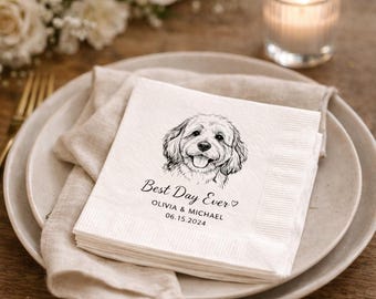 Servilleta personalizada con retrato de mascota, cóctel personalizado para perros y gatos, Día de la Madre para mamás de mascotas