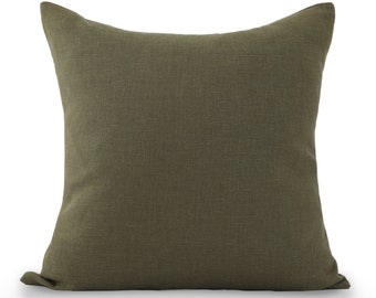 Cypress Pillow Cover, Moss Linen, Handwoven Throw Pillow, 100% Linen