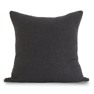 Hanover Pillow Cover, Black Boucle, Handwoven Throw Pillow, Textured