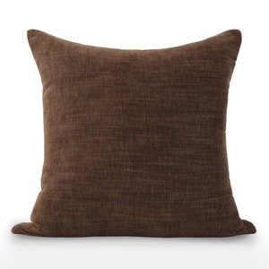 Logan Pillow Cover, Chocolate Velvet, Soft Velour, Handwoven Throw Pillow