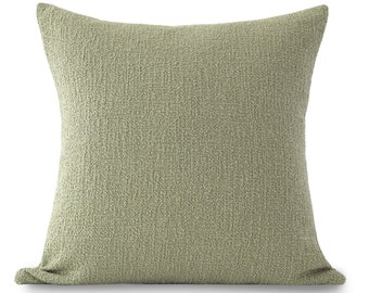 Hanover Pillow Cover, Sage Boucle, Handwoven Throw Pillow, Textured