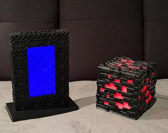 Uchwyt na telefon Nether Portal + zestaw upominkowy RGB Ore Block Night Lite do dekoracji pokoju fana Minecraft