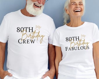 Fabulous 80th Birthday Party Shirts, 80th Birthday Crew Tee B24