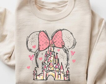 Coquette Minnie Mouse Sweatshirt, Magic Kingdom Shirt, Disneyland Vacation T-Shirt, Bow Girls Castle Disney Trip Tee, Gift For Girls, MC31