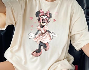 Disney Classic Minnie Mouse Comfort Color Shirt Retro Minnie T-Shirt for Disneyland Trip, Disneyland Holiday Family Matching Shirt VL41
