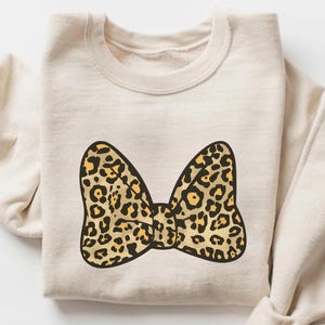 Disney Minnie Leopard Bow Retro Sweatshirt, Disney Vacation Matching Tee, Birthday Gift Shirts, Disneyworld Shirt, Disneyland TShirt, MC35