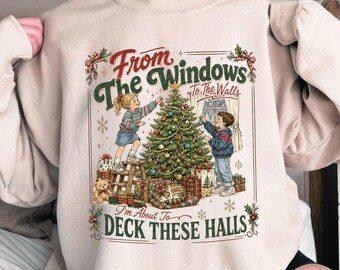 Vintage Christmas Sweatshirt, Deck The Halls Christmas Shirt, Retro Kids Christmas Tee, Nostalgic Christmas Hoodie, Holiday Gift, CM353