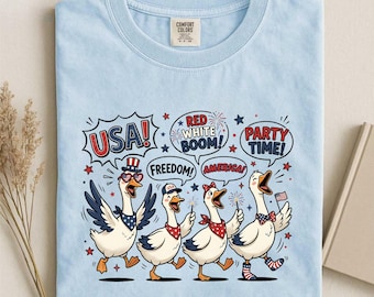 Just a Patriotic Goose Shirt, 4th of July Shirt, Independence Day Tee, Funny Freedom Day Shirt, Cute American Goose Comfort Colors Tee, FJ1