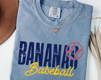 Comfort Colors Retro Banana Baseball Shirt, Funny Banana Sports Tee, Vintage Banana Team Tee, Baseball Lover Gift, Summer Game Day Tee SP17