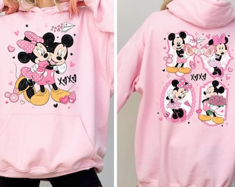 Retro Mickey And Friends Happy Valentine's Day Hoodie-SweatShirt, Two Sided Disneyland Valentine Balloons Baby Tee Crop Tank VL49