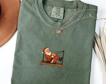 Comfort Colors® Cute Pilates Santa Reformer Sweatshirt, Pilates Lover Shirt Gift, Christmas Workout Holiday Fitness Pullover CM333