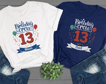 Personalized Thirteen Officially Teenager T-Shirt, Birthday Crew Shirt, Custom 13th Birthday Family Tee, Birthday Party Squad Shirt Y379