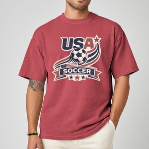 USA Soccer Retro Shirt, USA Soccer Vintage Comfort Colors Shirt, United States Football Tee, Soccer Fan Gift, US Soccer Gift, SP39 immagine 6