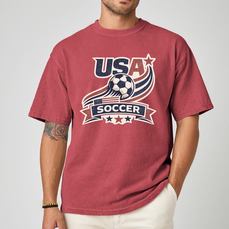 USA Soccer Retro Shirt, USA Soccer Vintage Comfort Colors Shirt, United States Football Tee, Soccer Fan Gift, US Soccer Gift, SP39 immagine 6