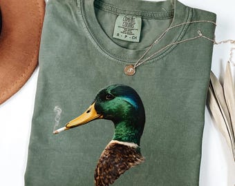 Comfort Colors® Mallard Smoking Cigarette Meme Funny Mallard Duck Hunting T-Shirt, Mallard Meme Graphic Tee, Novelty Animal Shirt GN152